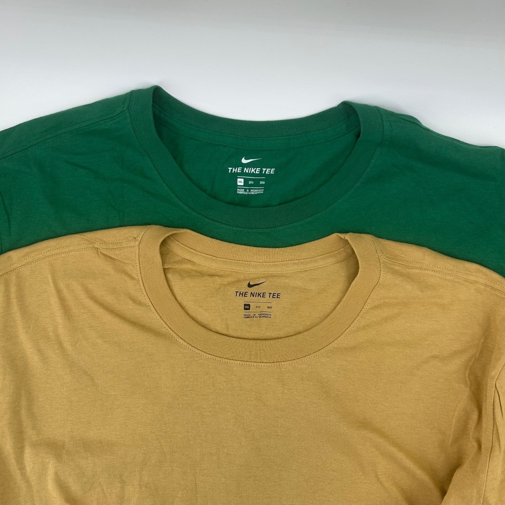 Nike T-Shirt Mens 3XL Yellow Green 100% Cotton Short Sleeve 2 Pack Bundle